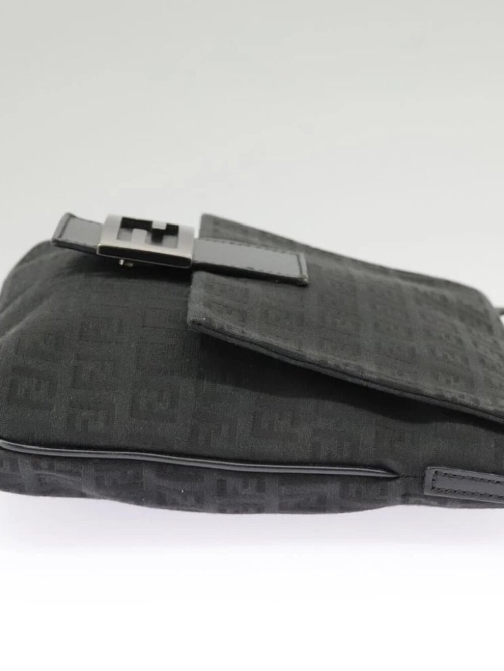 FENDI Zucchino Canvas Mamma Baguette Shoulder Bag Black Auth - Picture 4 of 16